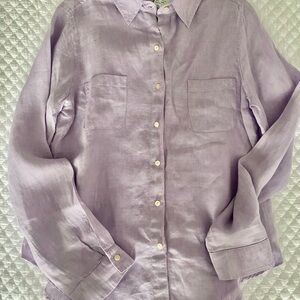 NEW Lilly Pulitzer Sea View linen shirt size medium in light purple